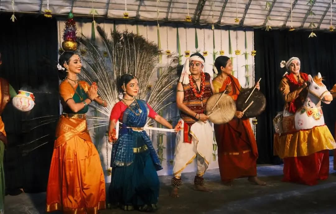 Group Bharatanatyam choreography with Devi Nandana leading.